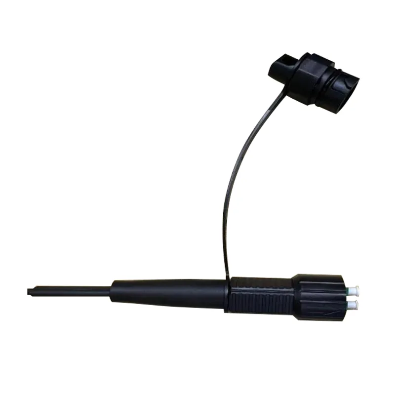 Duplex LC/APC kalis air drop kabel serat optik pigtail (Accord HW DLC Connector)